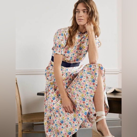 Boden Floral Midi Dress with Navy Accents - Picture 8 of 12